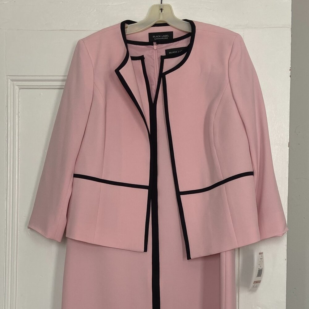 Evan Picone Pink Dress with Black Trim